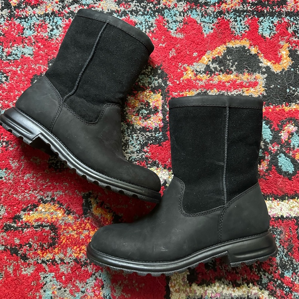 Black warm fuzzy boots
